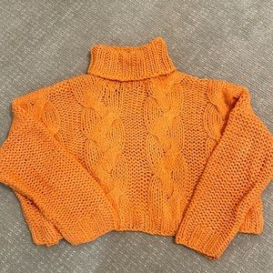 NWOT Bright Orange Vici Cropped Sweater